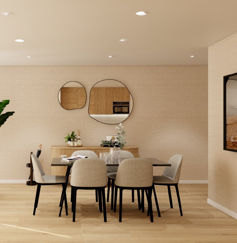 Sala de estar em open space com cozinha, M Space